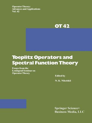 cover image of Toeplitz Operators and Spectral Function Theory